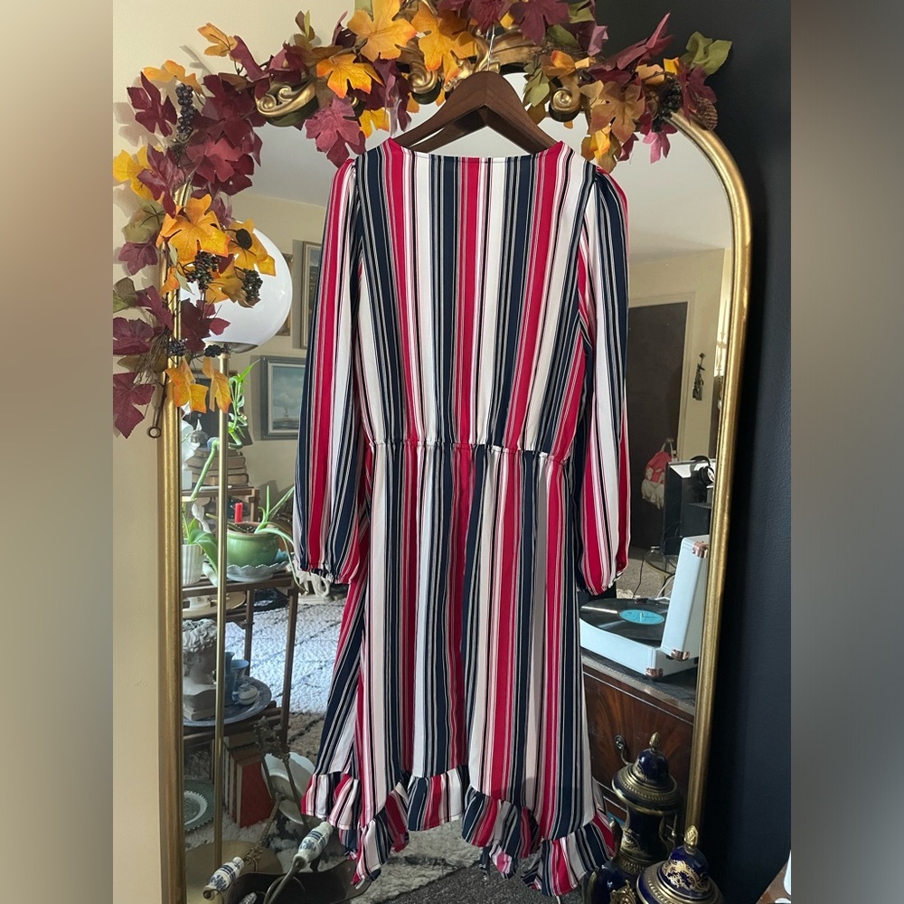 Kori Stripped Faux Wrap Style Dress - Picture 2 of 5